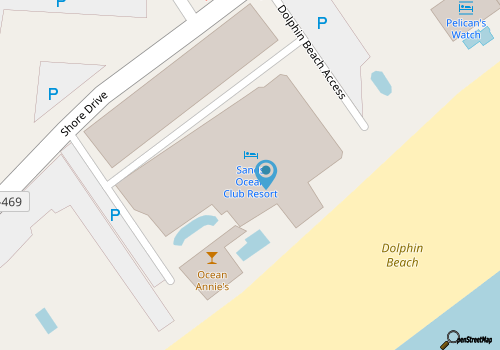 On the sand studio with pools, hot tub, lazy river, picnic area, & beach access map location