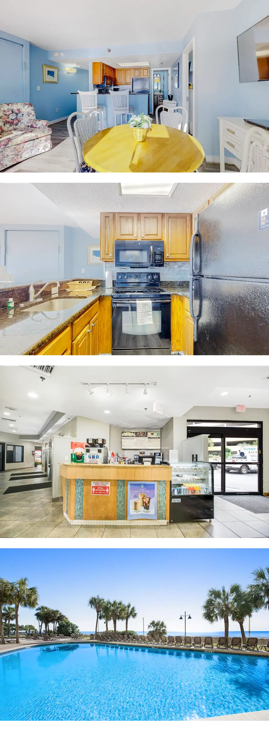 3rd-floor oceanfront condo with AC, pool...