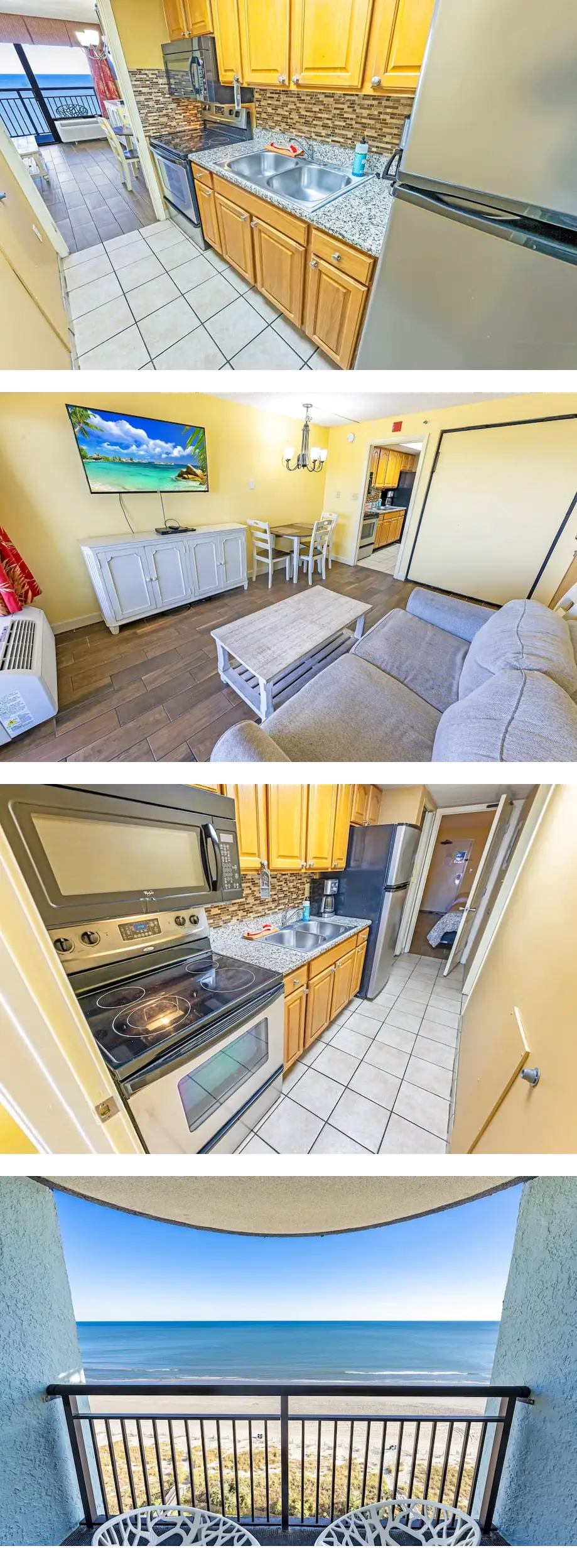 Beachfront condo w/ balcony & hot tub