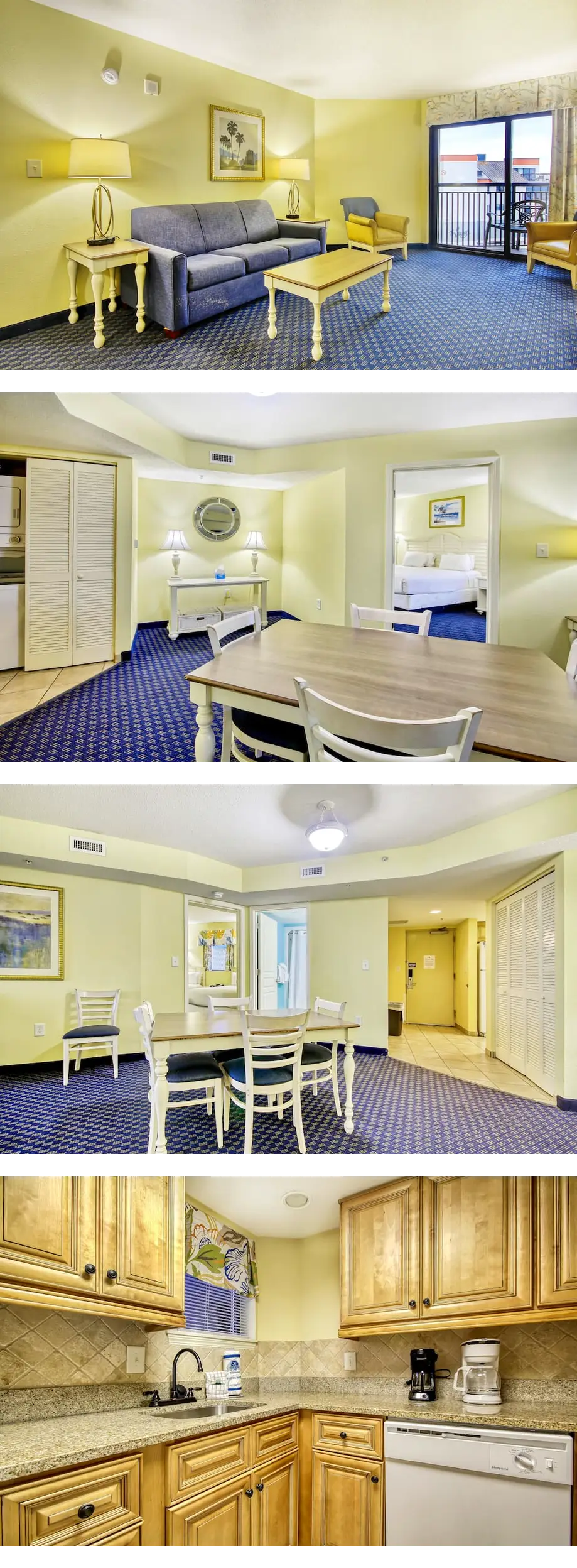 Ocean-view condo with beach access, pools, splash pad, lazy river, AC, & balcony