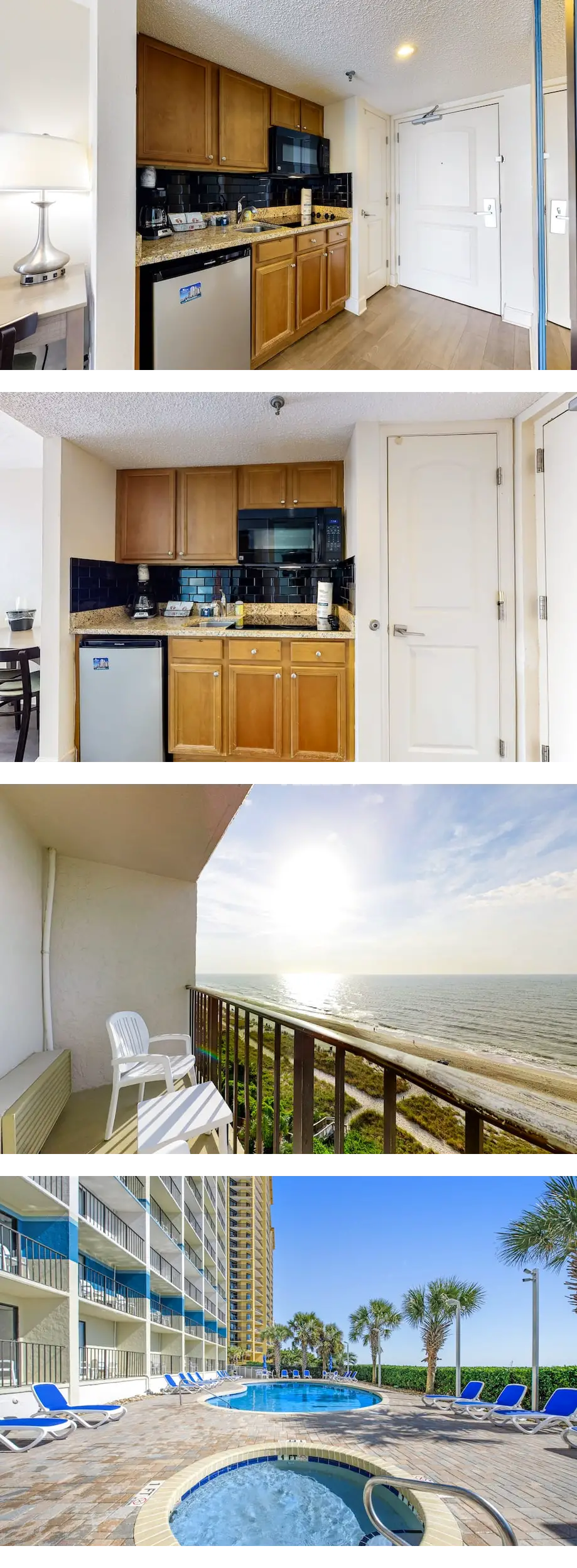 9th-floor oceanfront studio with AC, pool, hot tub, & gym