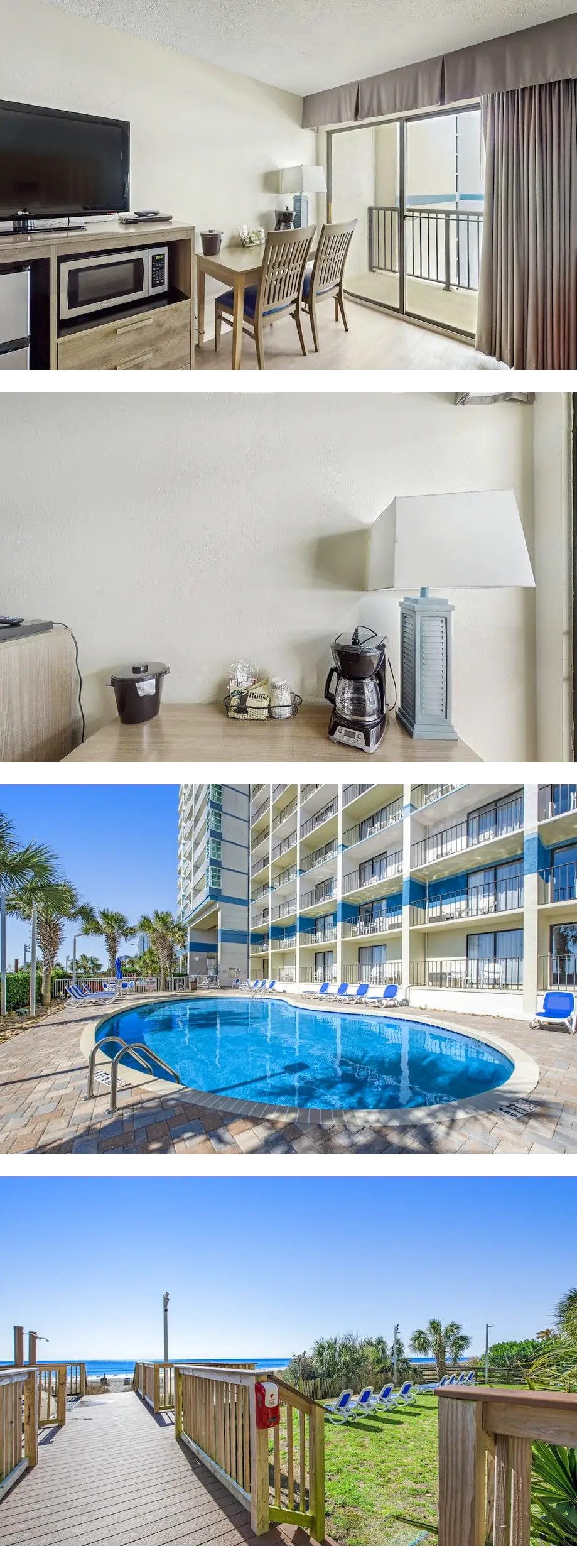 10th-floor beachfront studio with AC, po...