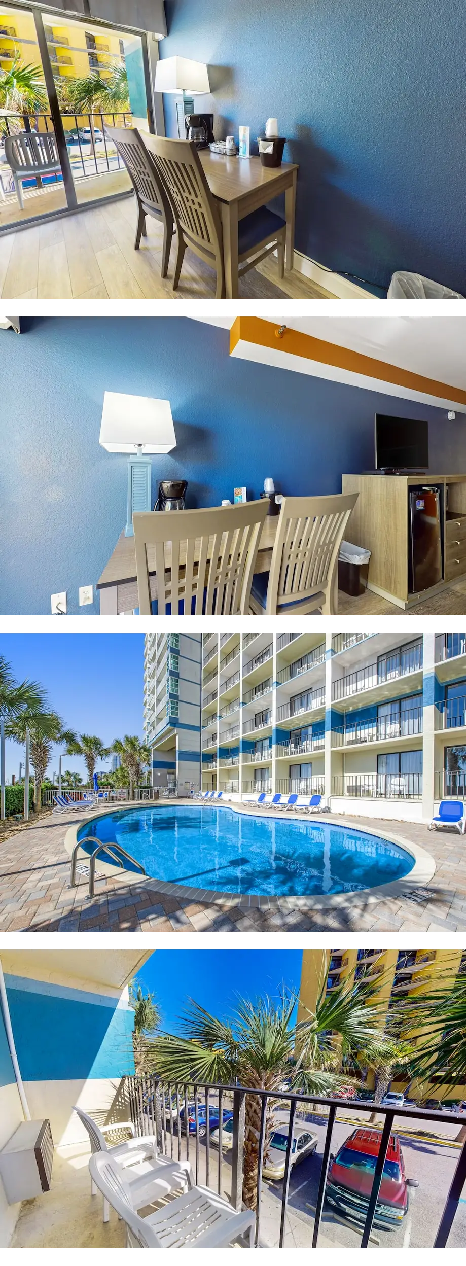 2nd-floor studio with pool, hot tub, balcony & lazy river